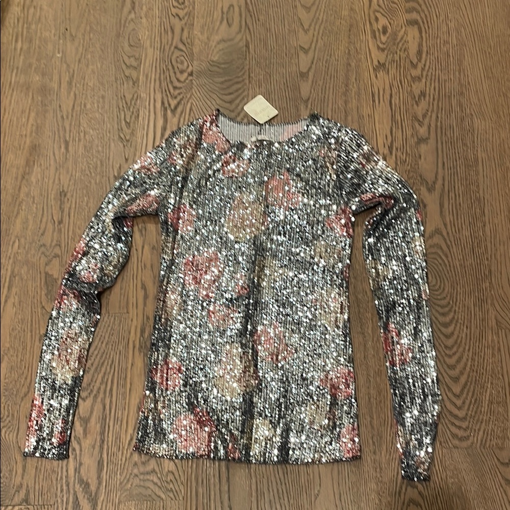 Free People Multicolor Sequin Blouse